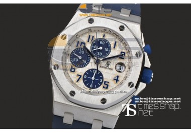 AP10082 - AP Royal Oak Chrono White/Blue Dial SS/LT - Asian 7750 28800bph 12:00sec