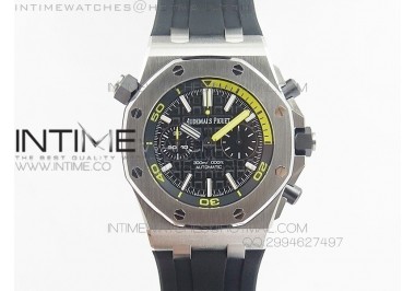 Royal Oak Offshore Diver Chronograph Black JF Best Edition on Black Rubber Strap A3126(Free XS rubber strap)