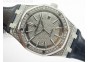 Royal Oak 41mm 15402 SS Full Paved Diamonds JF 1:1 Best Edition Diamonds Dial on Blue Leather Strap A3120