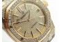 Royal Oak 37mm 15450 RG Diamond Case JF 11 Best Edition Diamond Dial on gray Leather Strap A3120