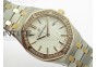 Lady Royal Oak 33mm 15000 SS/RG JF 1:1 Best Edition White Textured Dial Diamond Bezel on SS Bracelet RONDA Quartz