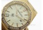 Lady Royal Oak 33mm 15000 RG JF 1:1 Best Edition White Textured Dial Diamond Bezel on RG Bracelet RONDA Quartz