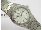 Lady Royal Oak 33mm 67651 SS JF 1:1 Best Edition White Textured Dial Diamond Bezel on SS Bracelet RONDA Quartz