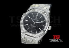 AP15904 - Royal Oak Jumbo JHF 41mm Black Check Dial Full Diamond SS Asian 2813