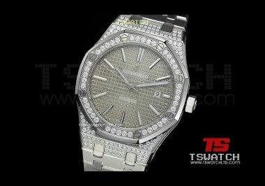 AP15900 - Royal Oak Jumbo JHF 41mm Gray Dial Full Diamond SS Asian 2813