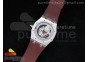 Lady Royal Oak 33mm Full Paved Diamonds Brown Textured Dial on Brown Rubber Strap Jap Quartz