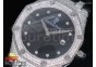 Lady Royal Oak 33mm Full Paved Diamonds Black Textured Dial on Black Leather Strap Jap Quartz